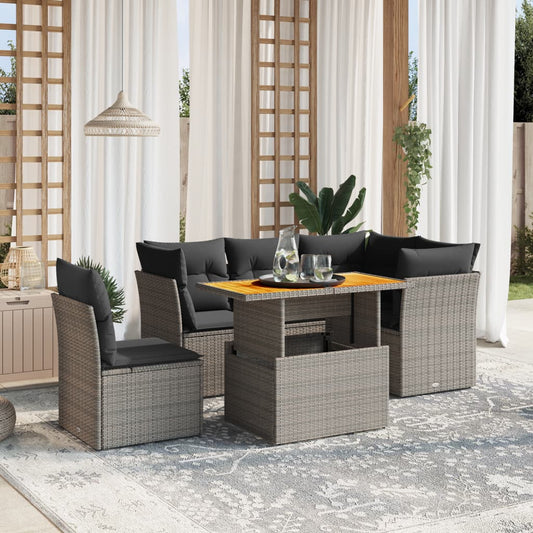 5-delige Loungeset met kussens poly rattan grijs Tuinsets | Creëer jouw Trendy Thuis | Gratis bezorgd & Retour | Trendy.nl