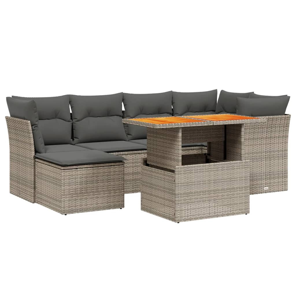 7-delige Loungeset met kussens poly rattan grijs Tuinsets | Creëer jouw Trendy Thuis | Gratis bezorgd & Retour | Trendy.nl