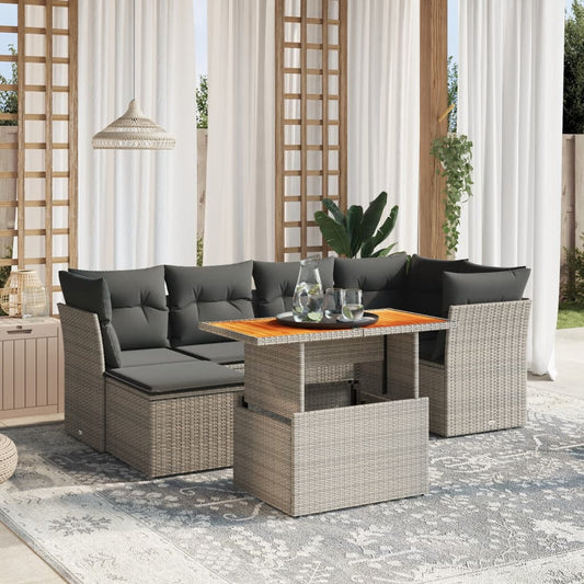 7-delige Loungeset met kussens poly rattan grijs Tuinsets | Creëer jouw Trendy Thuis | Gratis bezorgd & Retour | Trendy.nl