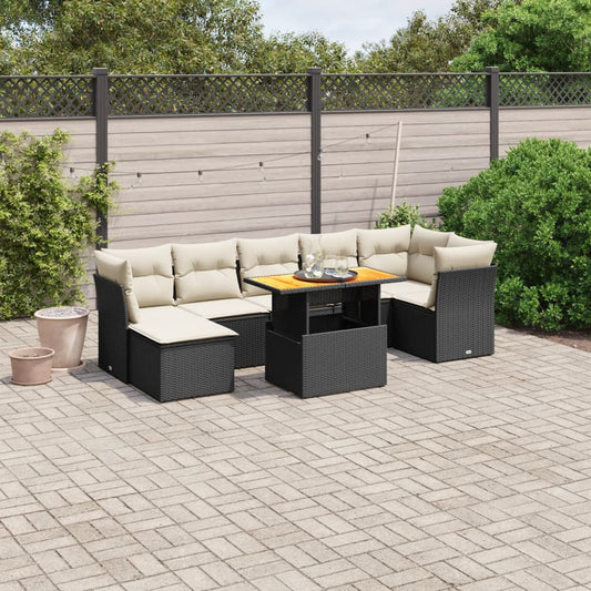 8-delige Loungeset met kussens poly rattan zwart Tuinsets | Creëer jouw Trendy Thuis | Gratis bezorgd & Retour | Trendy.nl