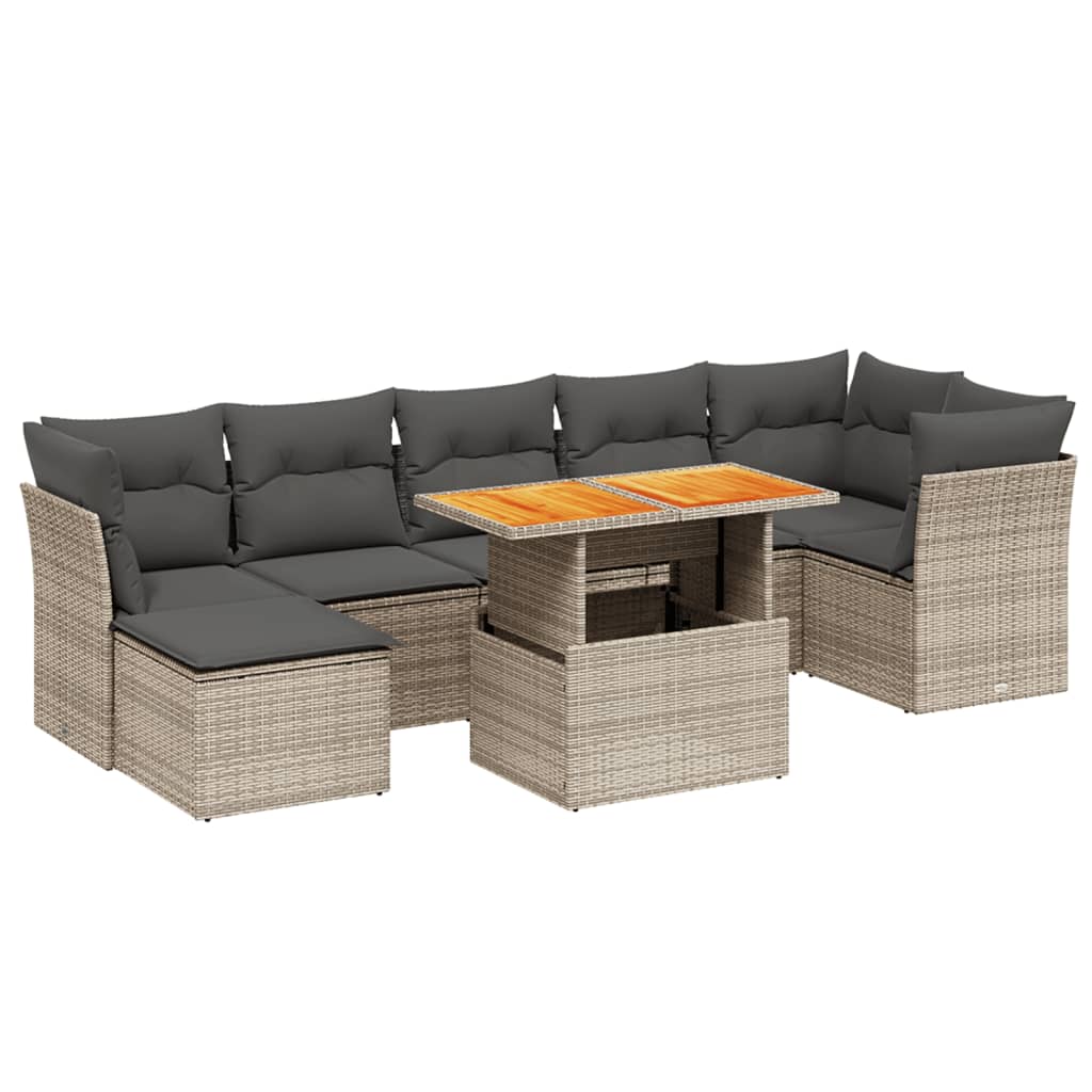 8-delige Loungeset met kussens poly rattan grijs Tuinsets | Creëer jouw Trendy Thuis | Gratis bezorgd & Retour | Trendy.nl