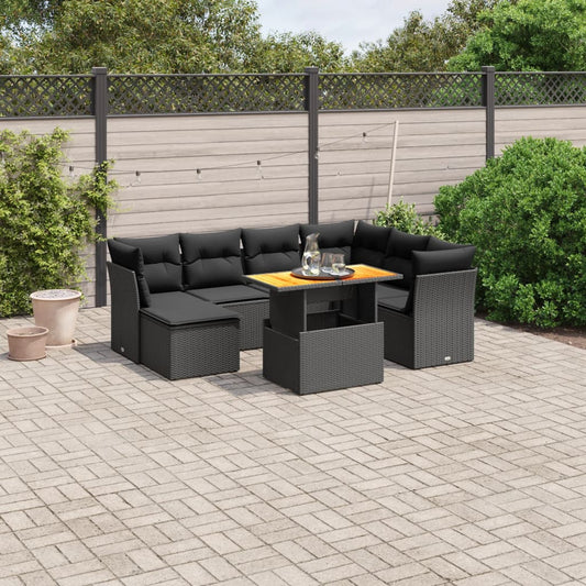 8-delige Loungeset met kussens poly rattan zwart Tuinsets | Creëer jouw Trendy Thuis | Gratis bezorgd & Retour | Trendy.nl