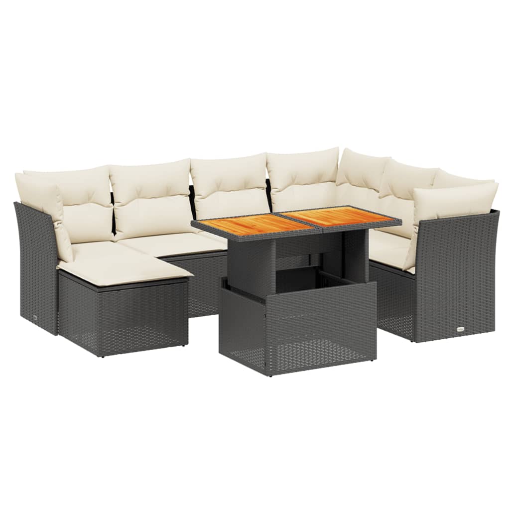 8-delige Loungeset met kussens poly rattan zwart Tuinsets | Creëer jouw Trendy Thuis | Gratis bezorgd & Retour | Trendy.nl