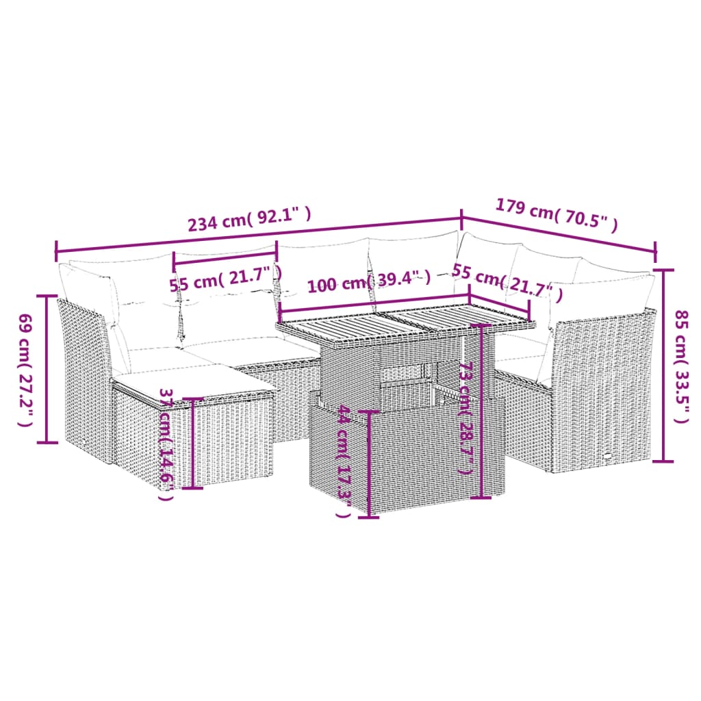 8-delige Loungeset met kussens poly rattan zwart Tuinsets | Creëer jouw Trendy Thuis | Gratis bezorgd & Retour | Trendy.nl