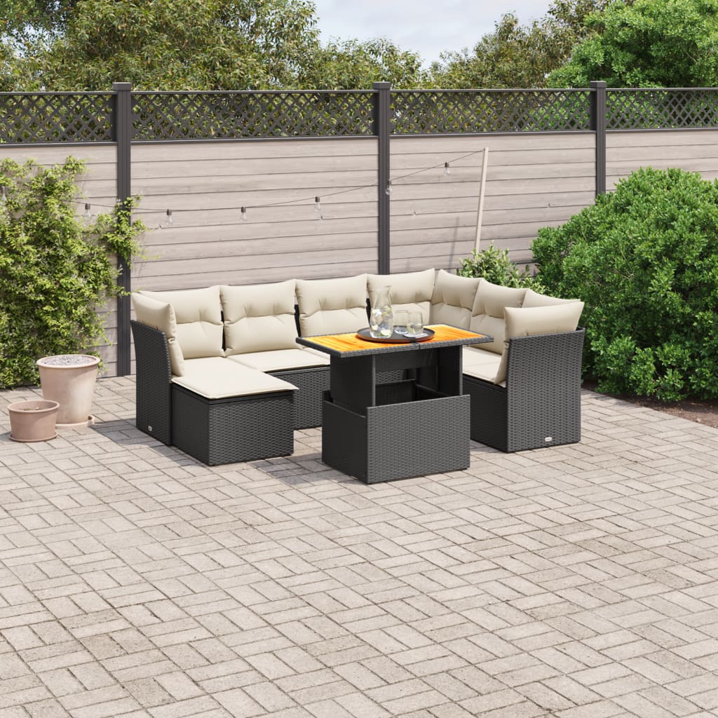 8-delige Loungeset met kussens poly rattan zwart Tuinsets | Creëer jouw Trendy Thuis | Gratis bezorgd & Retour | Trendy.nl