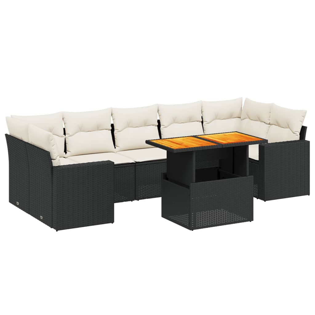 8-delige Loungeset met kussens poly rattan zwart Tuinsets | Creëer jouw Trendy Thuis | Gratis bezorgd & Retour | Trendy.nl