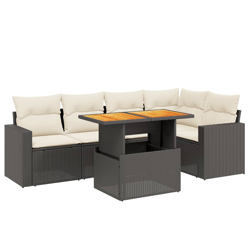 6-delige Loungeset met kussens poly rattan zwart Tuinsets | Creëer jouw Trendy Thuis | Gratis bezorgd & Retour | Trendy.nl