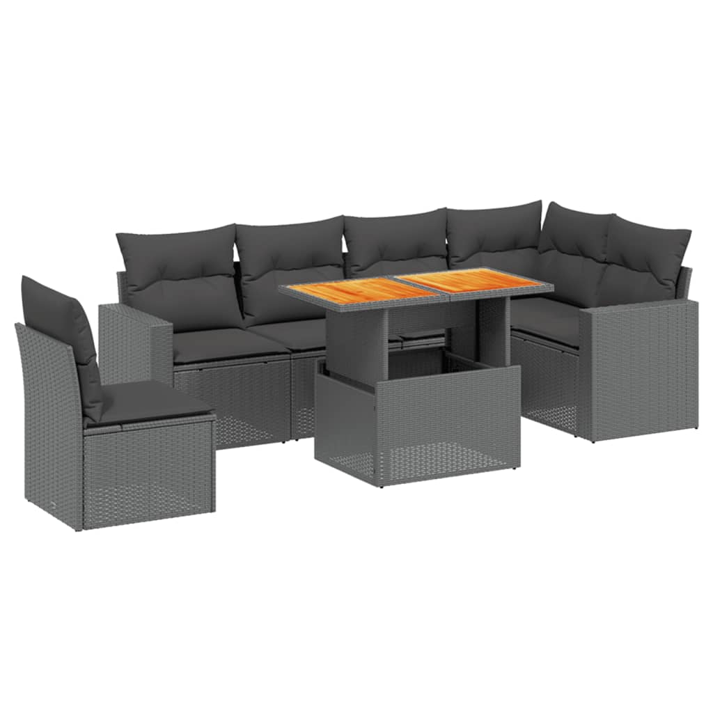 7-delige Loungeset met kussens poly rattan zwart Tuinsets | Creëer jouw Trendy Thuis | Gratis bezorgd & Retour | Trendy.nl