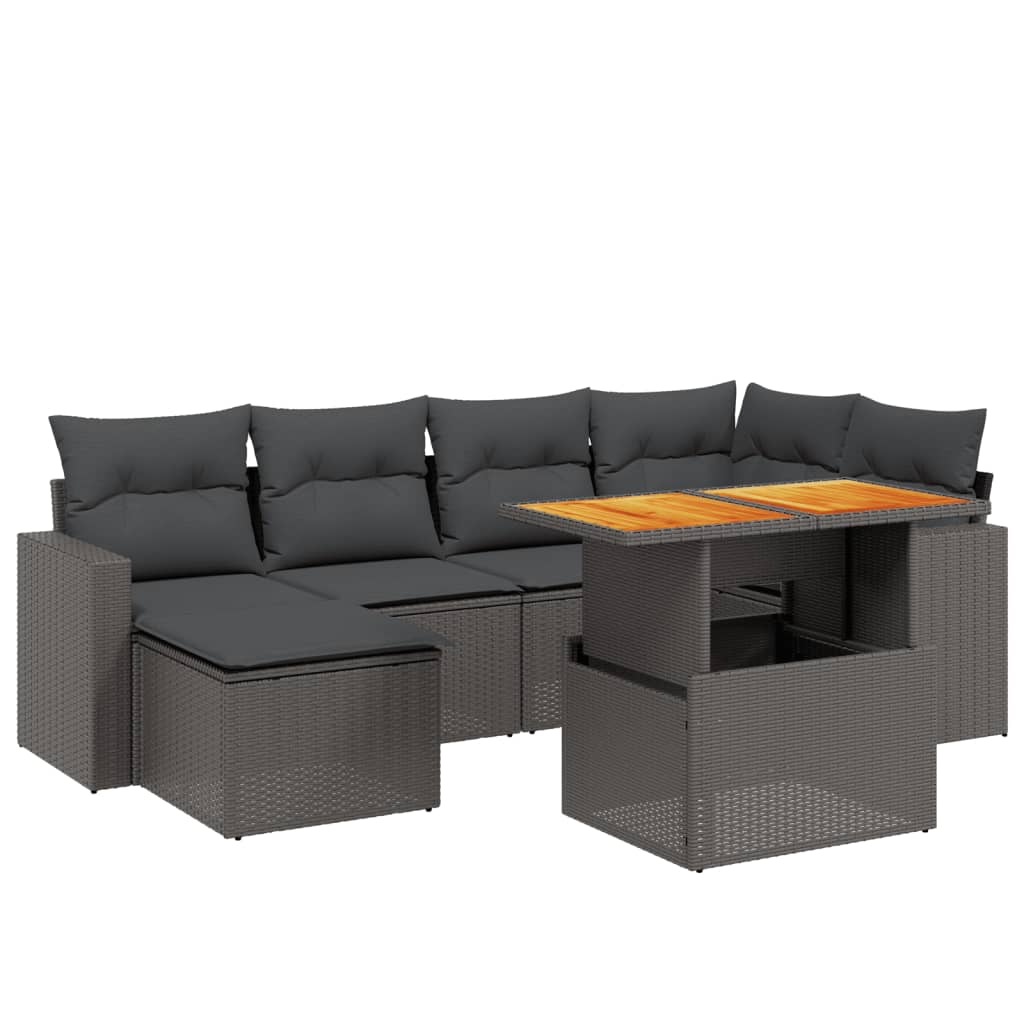 7-delige Loungeset met kussens poly rattan zwart Tuinsets | Creëer jouw Trendy Thuis | Gratis bezorgd & Retour | Trendy.nl