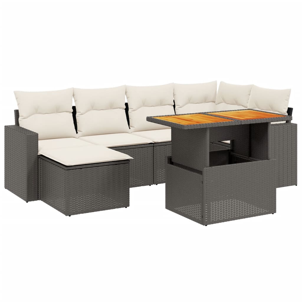 7-delige Loungeset met kussens poly rattan zwart Tuinsets | Creëer jouw Trendy Thuis | Gratis bezorgd & Retour | Trendy.nl