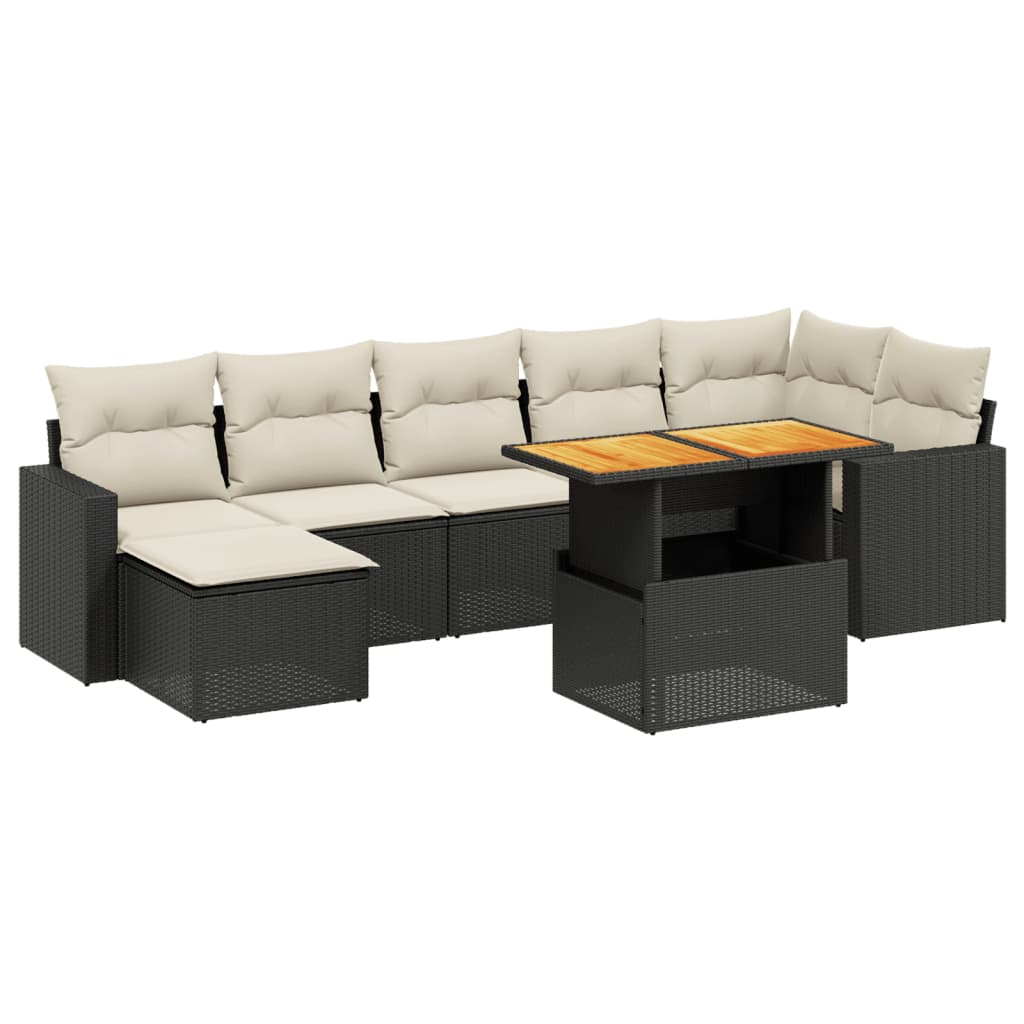 8-delige Loungeset met kussens poly rattan zwart Tuinsets | Creëer jouw Trendy Thuis | Gratis bezorgd & Retour | Trendy.nl