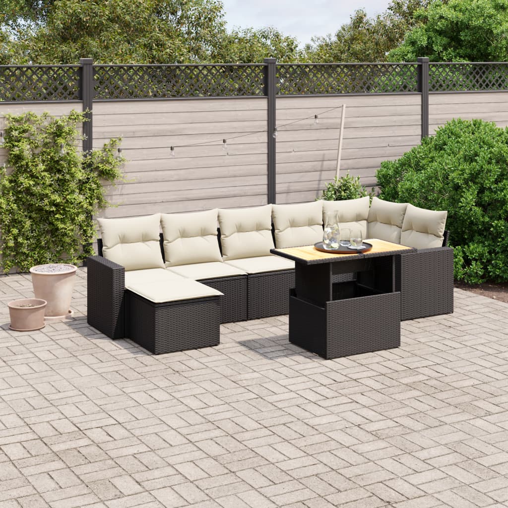 8-delige Loungeset met kussens poly rattan zwart Tuinsets | Creëer jouw Trendy Thuis | Gratis bezorgd & Retour | Trendy.nl