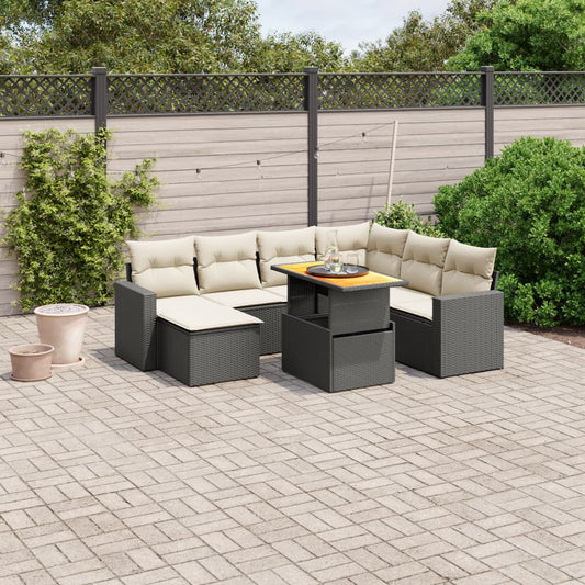 8-delige Loungeset met kussens poly rattan zwart Tuinsets | Creëer jouw Trendy Thuis | Gratis bezorgd & Retour | Trendy.nl