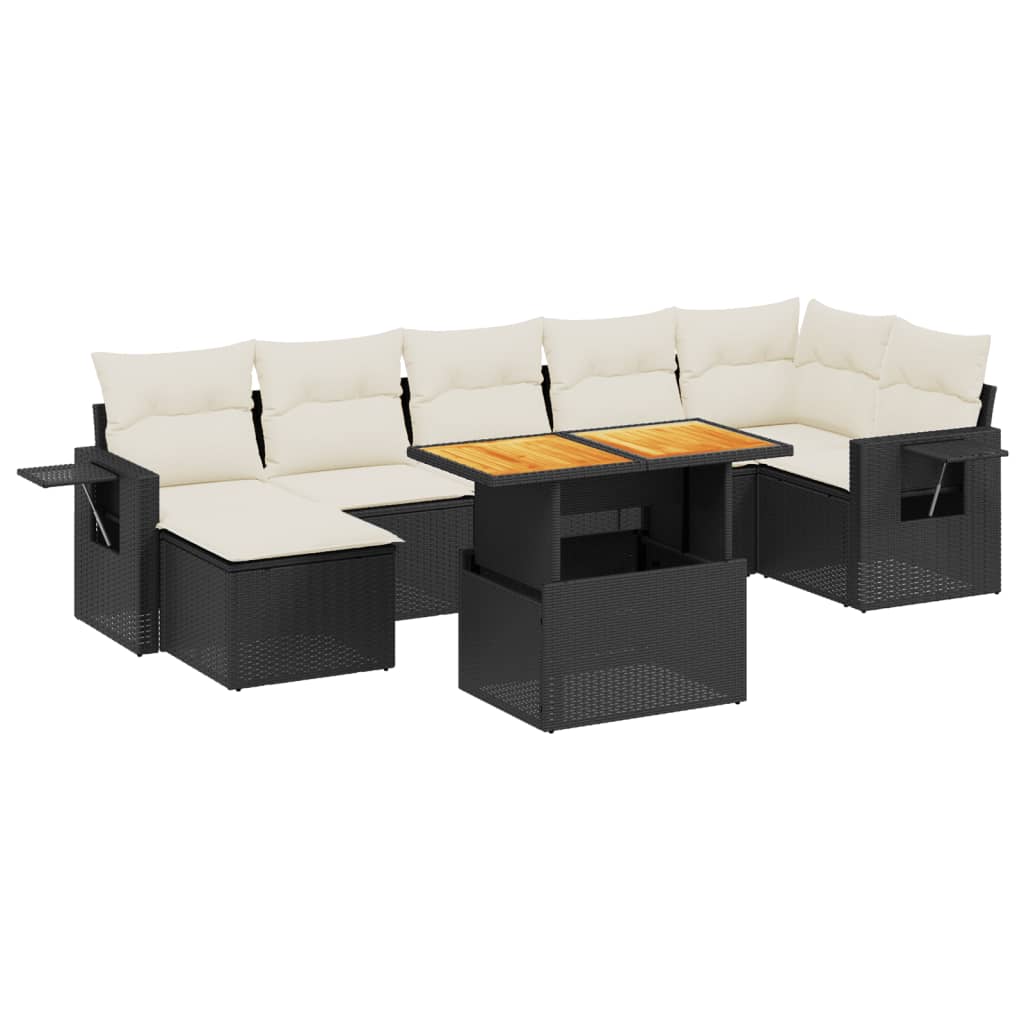 8-delige Loungeset met kussens poly rattan zwart Tuinsets | Creëer jouw Trendy Thuis | Gratis bezorgd & Retour | Trendy.nl