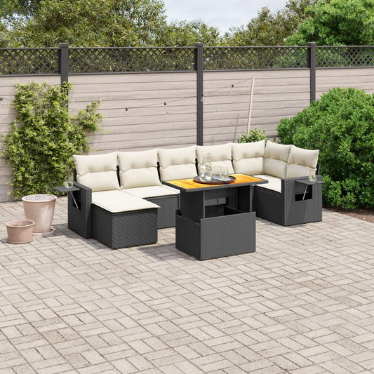 8-delige Loungeset met kussens poly rattan zwart Tuinsets | Creëer jouw Trendy Thuis | Gratis bezorgd & Retour | Trendy.nl