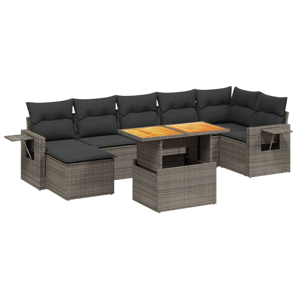 8-delige Loungeset met kussens poly rattan grijs Tuinsets | Creëer jouw Trendy Thuis | Gratis bezorgd & Retour | Trendy.nl