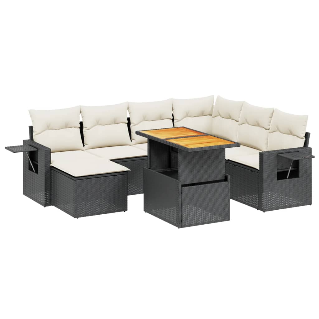 8-delige Loungeset met kussens poly rattan zwart Tuinsets | Creëer jouw Trendy Thuis | Gratis bezorgd & Retour | Trendy.nl