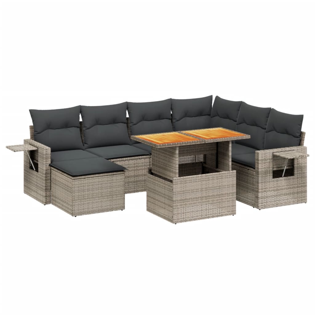 8-delige Loungeset met kussens poly rattan grijs Tuinsets | Creëer jouw Trendy Thuis | Gratis bezorgd & Retour | Trendy.nl