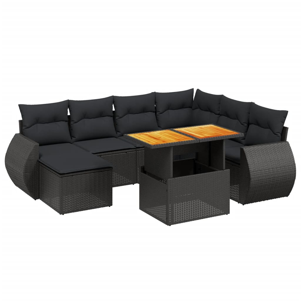 8-delige Loungeset met kussens poly rattan zwart Tuinsets | Creëer jouw Trendy Thuis | Gratis bezorgd & Retour | Trendy.nl