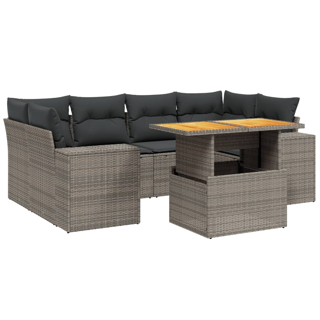 7-delige Loungeset met kussens poly rattan grijs Tuinsets | Creëer jouw Trendy Thuis | Gratis bezorgd & Retour | Trendy.nl