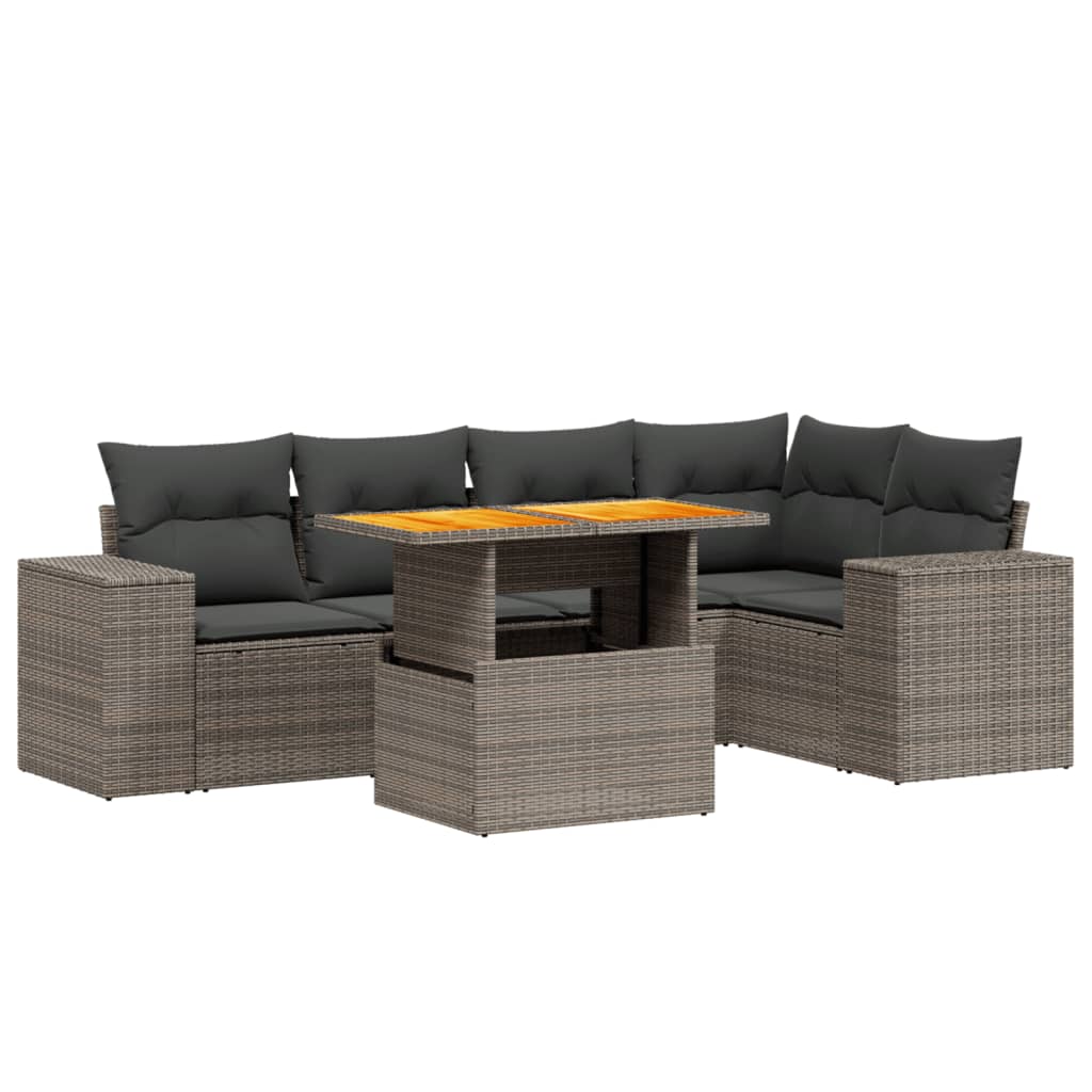 6-delige Loungeset met kussens poly rattan grijs Tuinsets | Creëer jouw Trendy Thuis | Gratis bezorgd & Retour | Trendy.nl