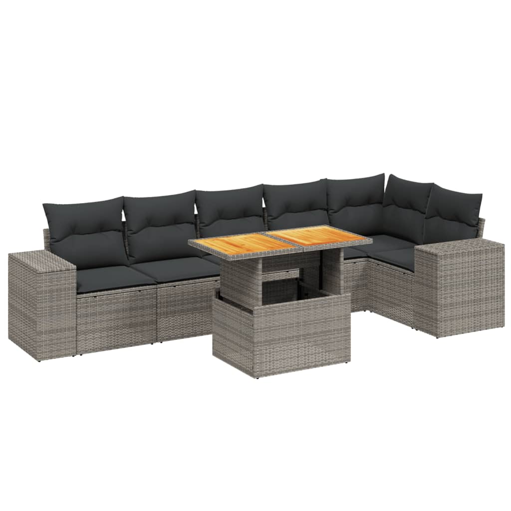 7-delige Loungeset met kussens poly rattan grijs Tuinsets | Creëer jouw Trendy Thuis | Gratis bezorgd & Retour | Trendy.nl