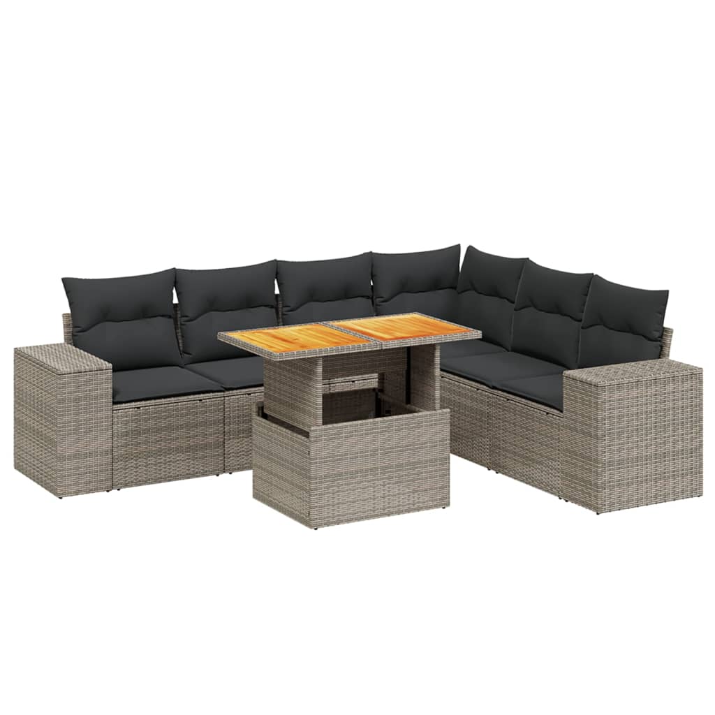 7-delige Loungeset met kussens poly rattan grijs Tuinsets | Creëer jouw Trendy Thuis | Gratis bezorgd & Retour | Trendy.nl