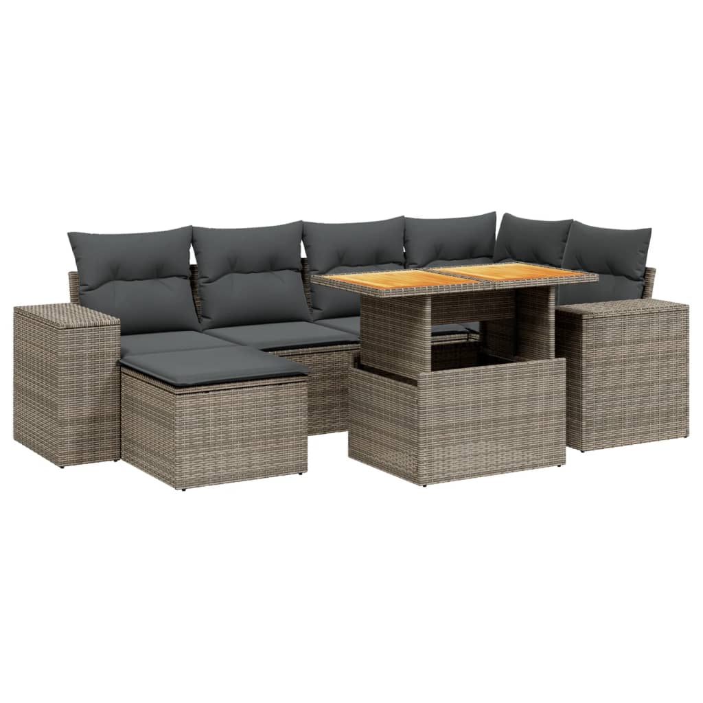 7-delige Loungeset met kussens poly rattan grijs Tuinsets | Creëer jouw Trendy Thuis | Gratis bezorgd & Retour | Trendy.nl