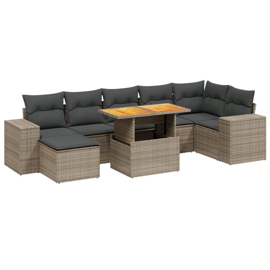 8-delige Loungeset met kussens poly rattan grijs Tuinsets | Creëer jouw Trendy Thuis | Gratis bezorgd & Retour | Trendy.nl