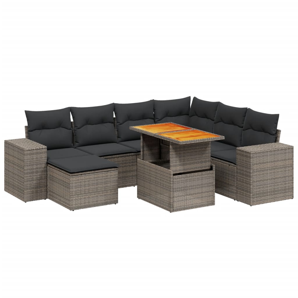 8-delige Loungeset met kussens poly rattan grijs Tuinsets | Creëer jouw Trendy Thuis | Gratis bezorgd & Retour | Trendy.nl