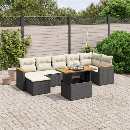 8-delige Loungeset met kussens poly rattan zwart Tuinsets | Creëer jouw Trendy Thuis | Gratis bezorgd & Retour | Trendy.nl