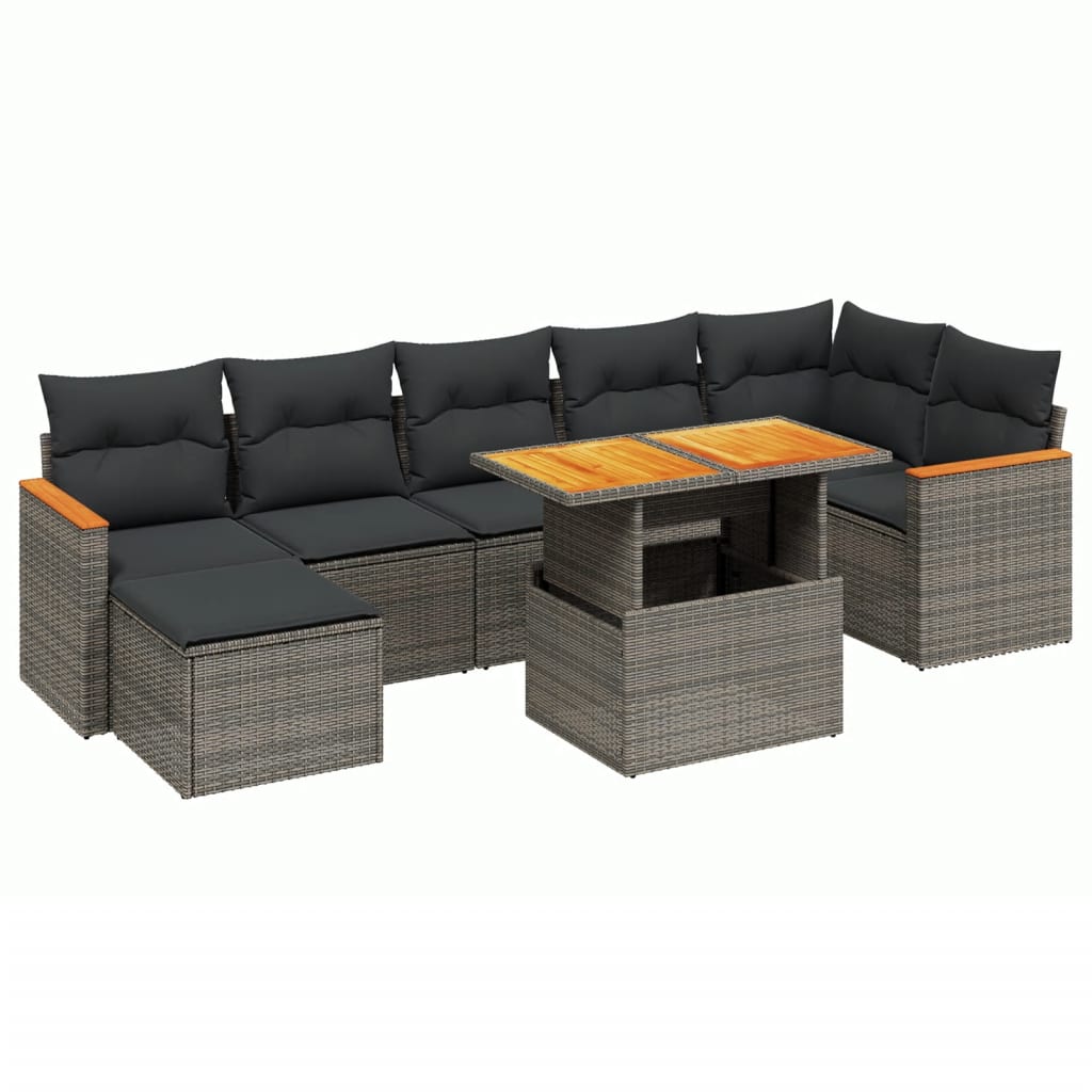 8-delige Loungeset met kussens poly rattan grijs Tuinsets | Creëer jouw Trendy Thuis | Gratis bezorgd & Retour | Trendy.nl