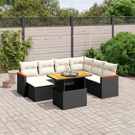 8-delige Loungeset met kussens poly rattan zwart Tuinsets | Creëer jouw Trendy Thuis | Gratis bezorgd & Retour | Trendy.nl