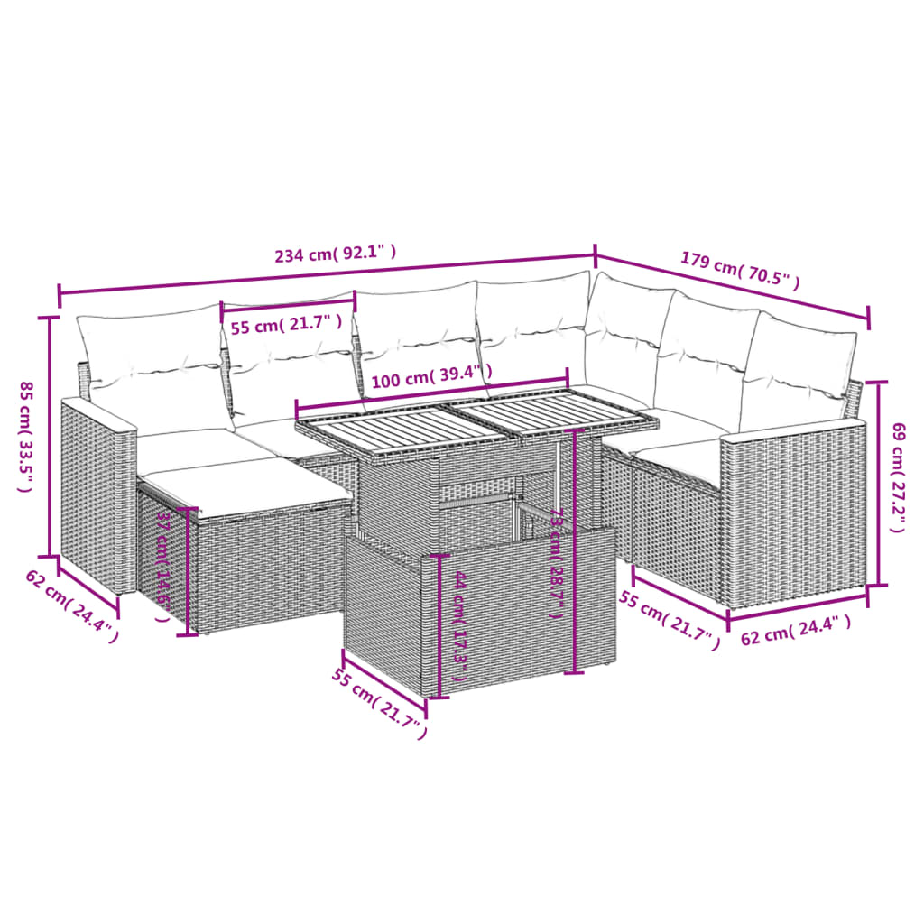 8-delige Loungeset met kussens poly rattan grijs Tuinsets | Creëer jouw Trendy Thuis | Gratis bezorgd & Retour | Trendy.nl