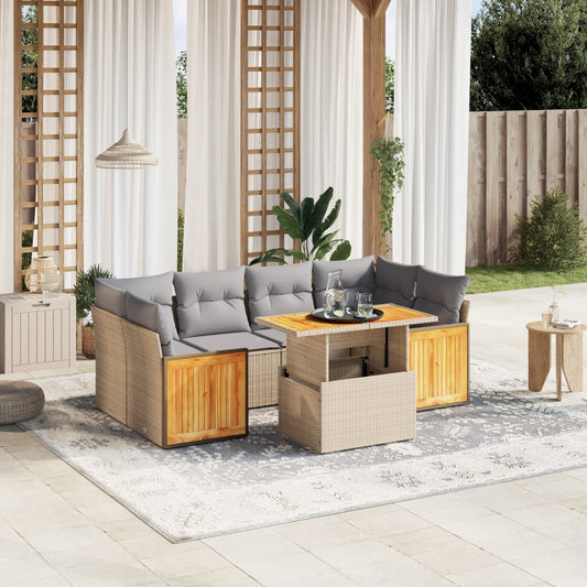 7-delige Loungeset met kussens poly rattan beige Tuinsets | Creëer jouw Trendy Thuis | Gratis bezorgd & Retour | Trendy.nl