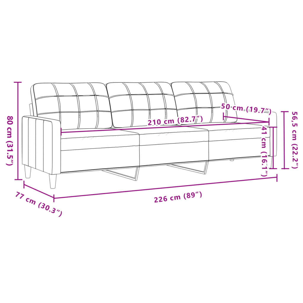 Driezitsbank 210 cm stof lichtgeel Banken | Creëer jouw Trendy Thuis | Gratis bezorgd & Retour | Trendy.nl