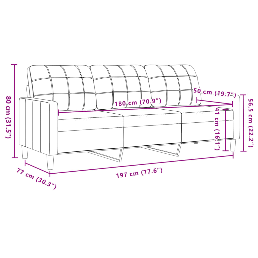 Driezitsbank 180 cm fluweel lichtgrijs Banken | Creëer jouw Trendy Thuis | Gratis bezorgd & Retour | Trendy.nl