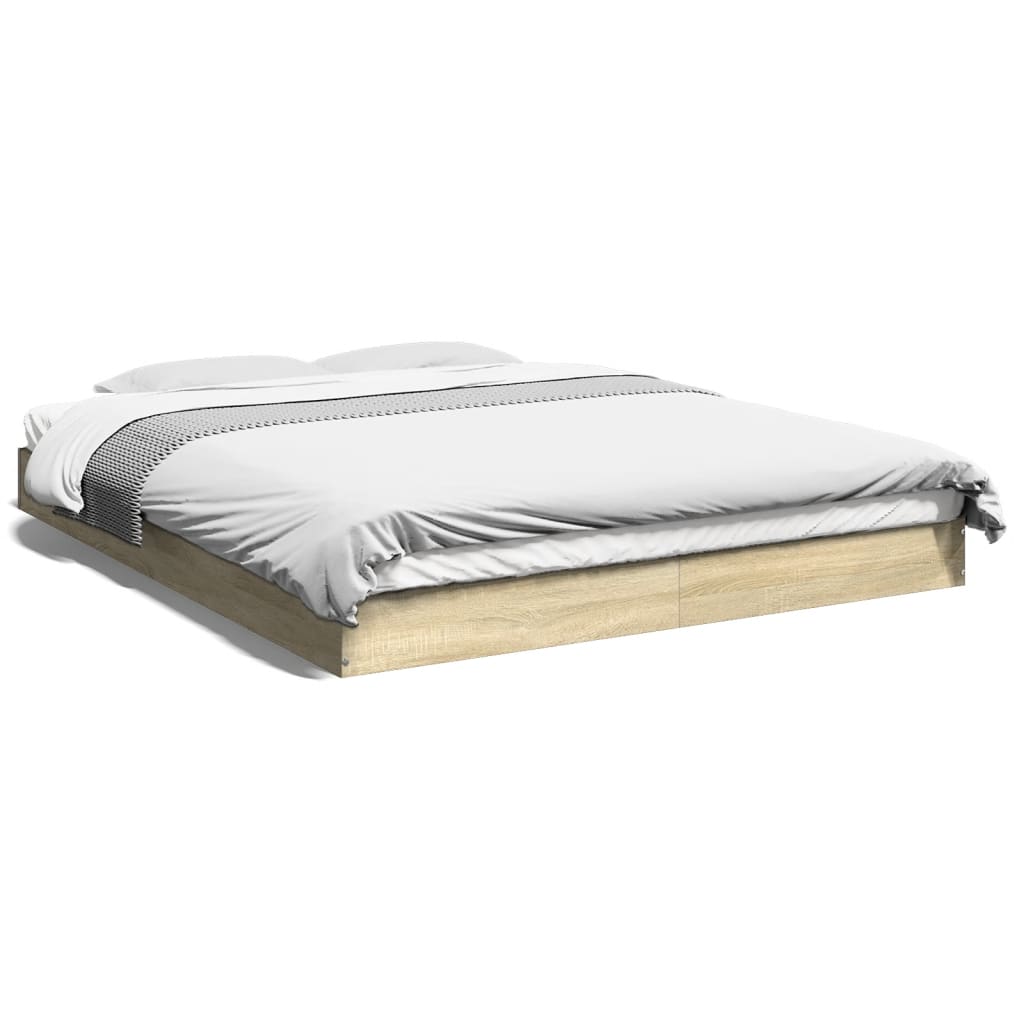 Bedframe bewerkt hout sonoma eikenkleurig 160x200 cm Bedden & bedframes | Creëer jouw Trendy Thuis | Gratis bezorgd & Retour | Trendy.nl