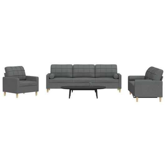 3-delige Loungeset met sierkussens stof donkergrijs Banken | Creëer jouw Trendy Thuis | Gratis bezorgd & Retour | Trendy.nl