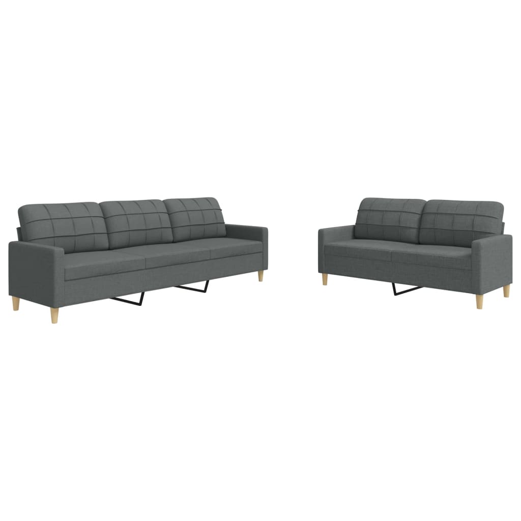 2-delige Loungeset stof donkergrijs Banken | Creëer jouw Trendy Thuis | Gratis bezorgd & Retour | Trendy.nl