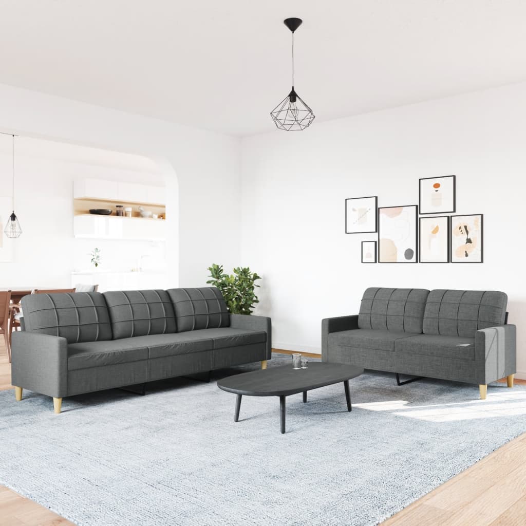 2-delige Loungeset stof donkergrijs Banken | Creëer jouw Trendy Thuis | Gratis bezorgd & Retour | Trendy.nl