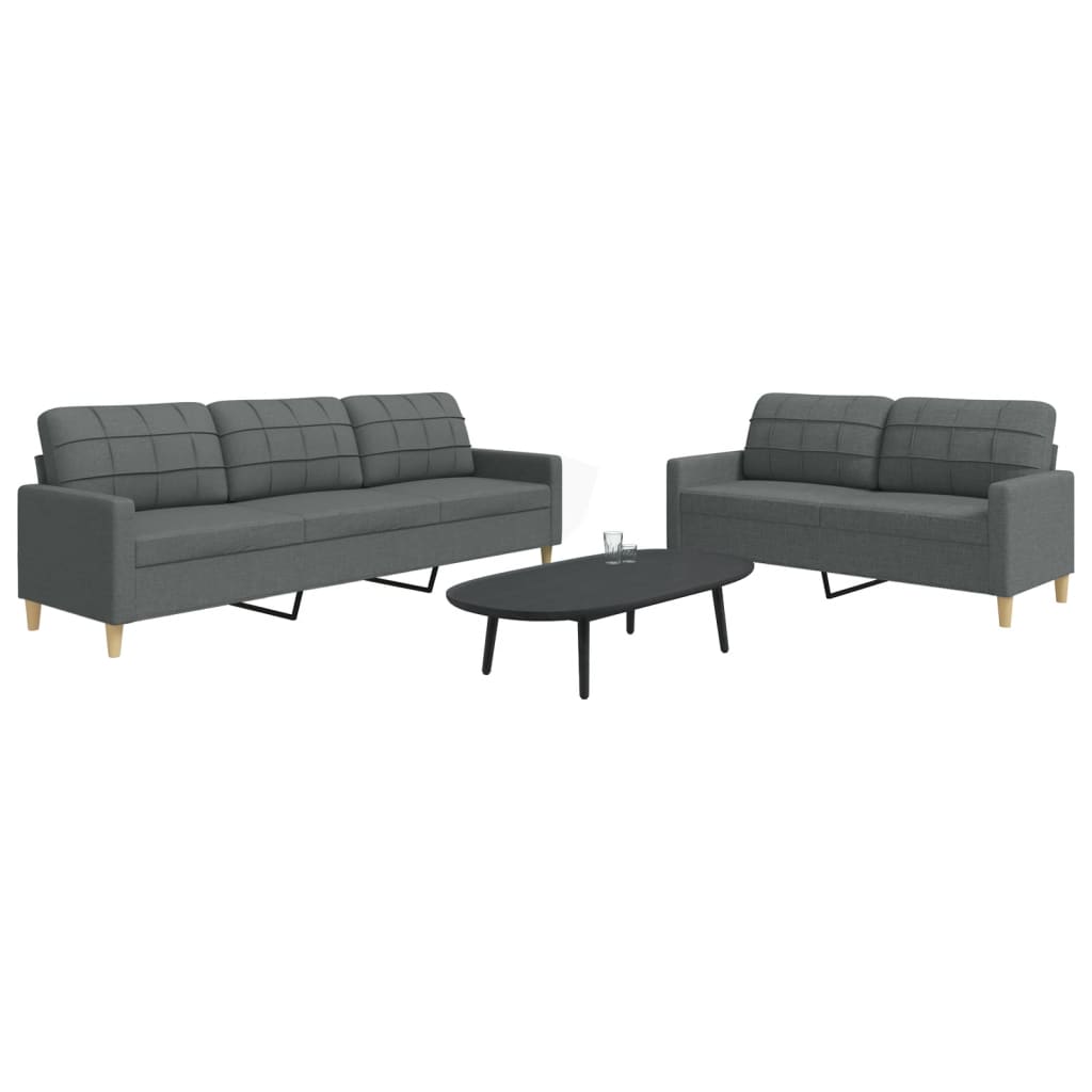 2-delige Loungeset stof donkergrijs Banken | Creëer jouw Trendy Thuis | Gratis bezorgd & Retour | Trendy.nl