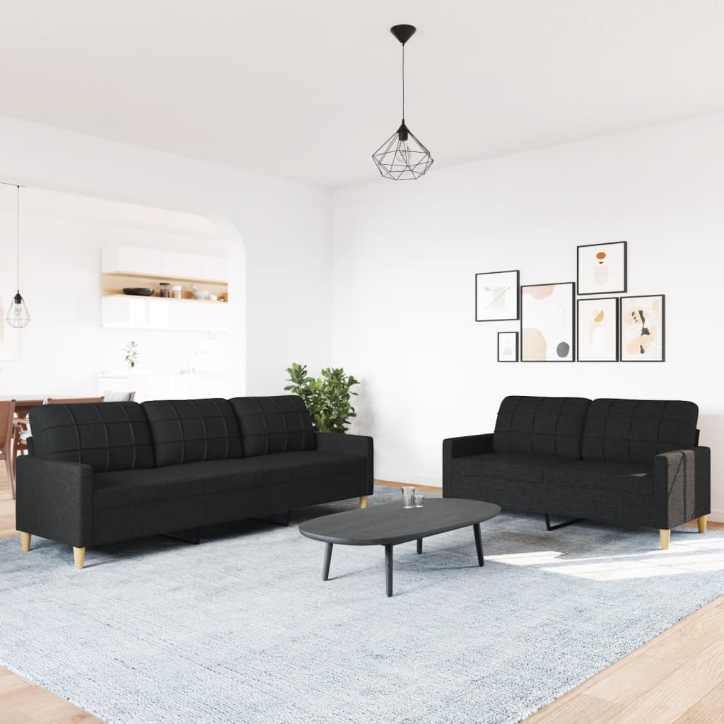 2-delige Loungeset stof zwart Banken | Creëer jouw Trendy Thuis | Gratis bezorgd & Retour | Trendy.nl