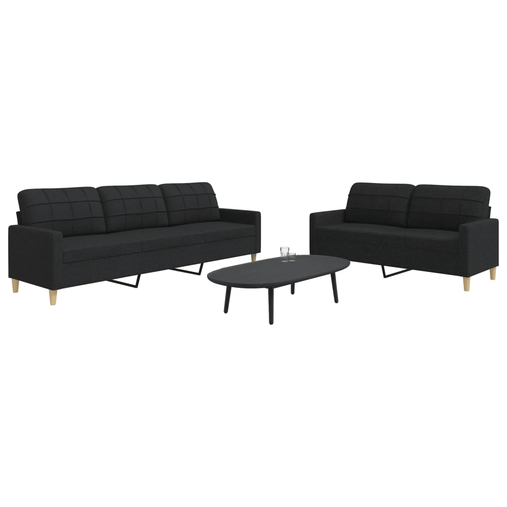 2-delige Loungeset stof zwart Banken | Creëer jouw Trendy Thuis | Gratis bezorgd & Retour | Trendy.nl