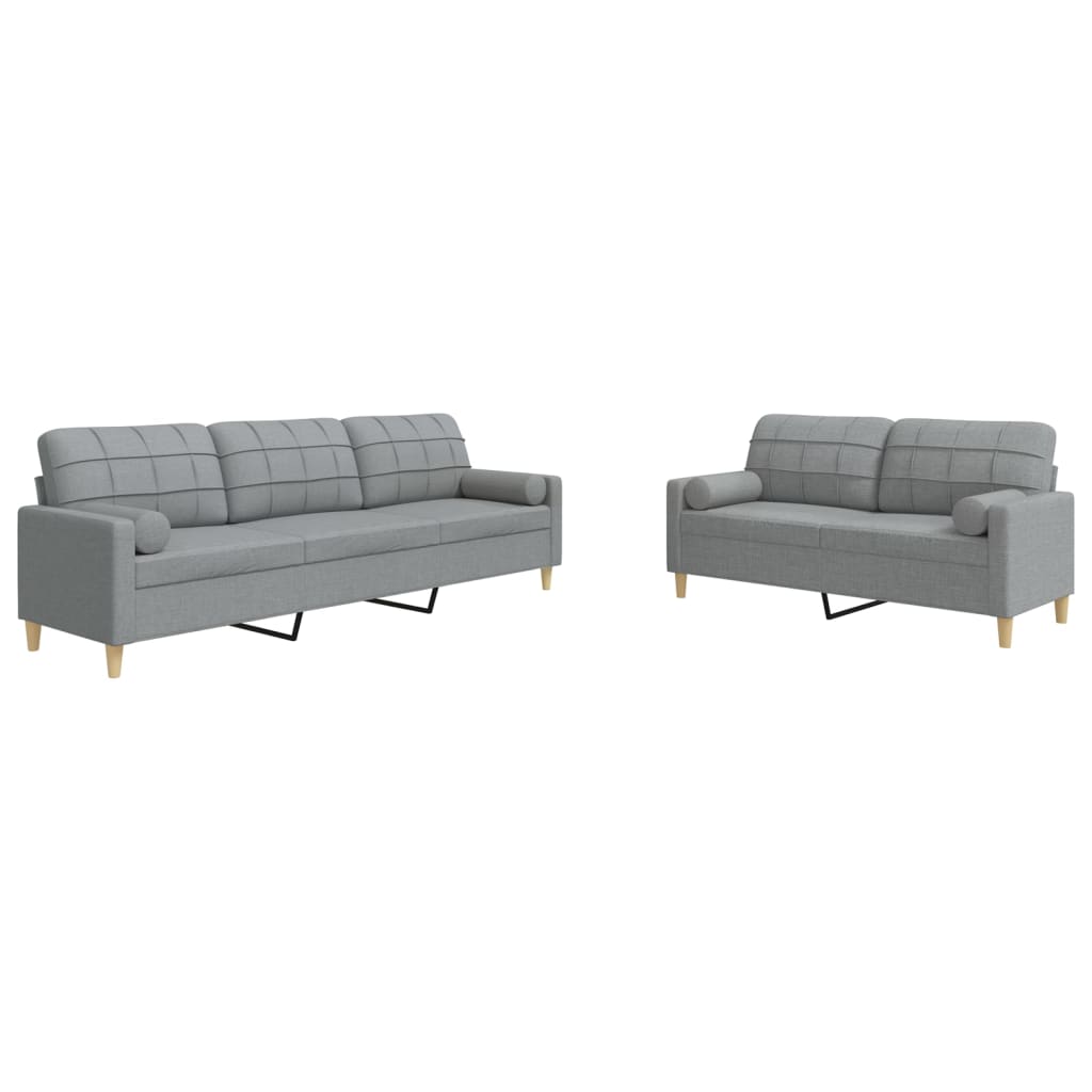 2-delige Loungeset met sierkussens stof lichtgrijs Banken | Creëer jouw Trendy Thuis | Gratis bezorgd & Retour | Trendy.nl