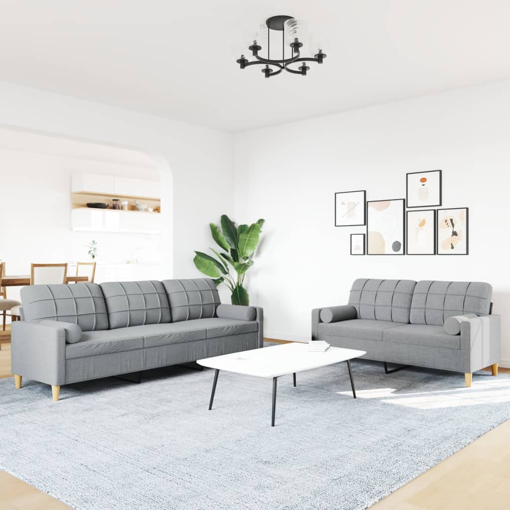 2-delige Loungeset met sierkussens stof lichtgrijs Banken | Creëer jouw Trendy Thuis | Gratis bezorgd & Retour | Trendy.nl