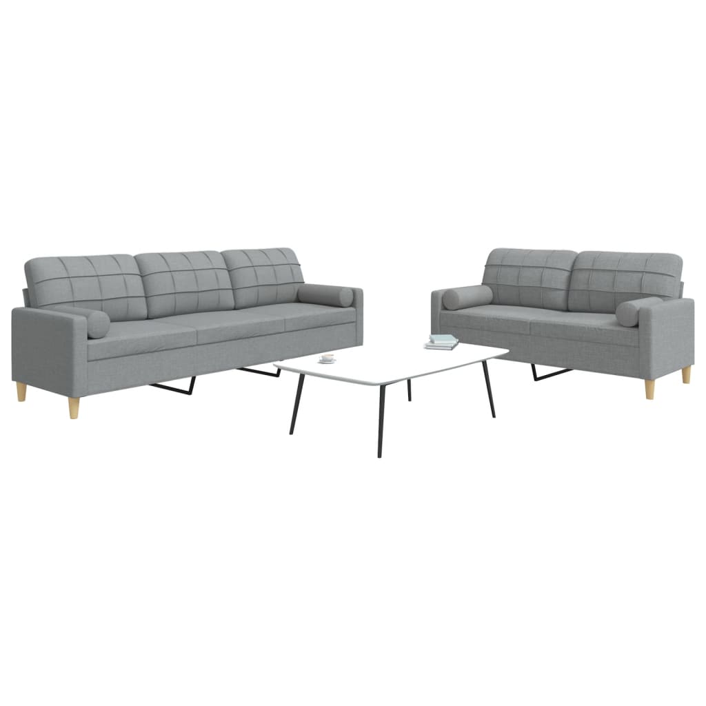 2-delige Loungeset met sierkussens stof lichtgrijs Banken | Creëer jouw Trendy Thuis | Gratis bezorgd & Retour | Trendy.nl