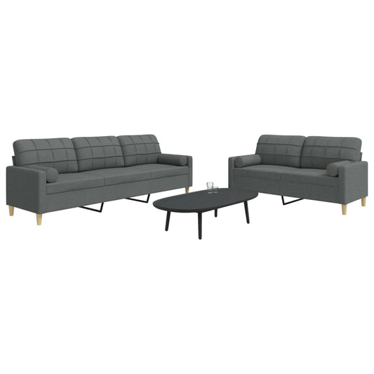 2-delige Loungeset met sierkussens stof donkergrijs Banken | Creëer jouw Trendy Thuis | Gratis bezorgd & Retour | Trendy.nl