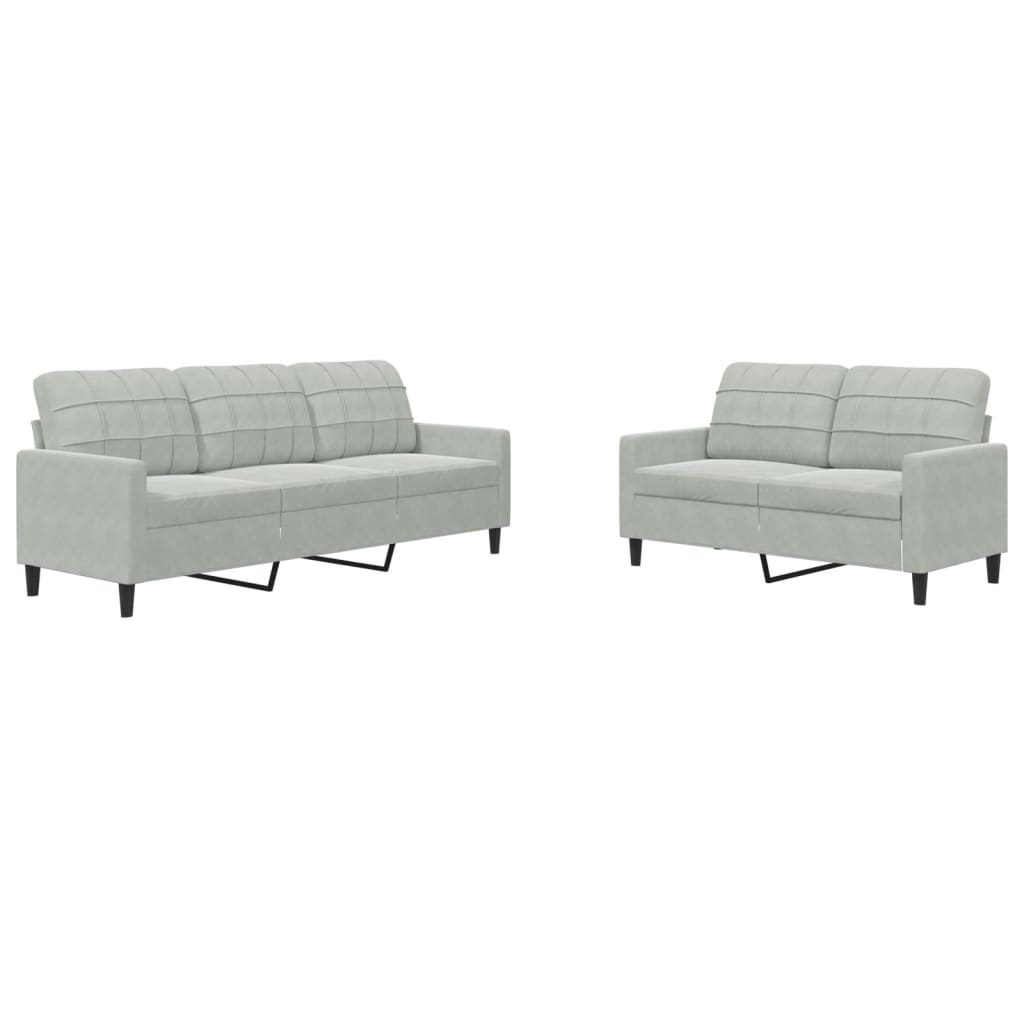 2-delige Loungeset met kussens fluweel lichtgrijs Banken | Creëer jouw Trendy Thuis | Gratis bezorgd & Retour | Trendy.nl