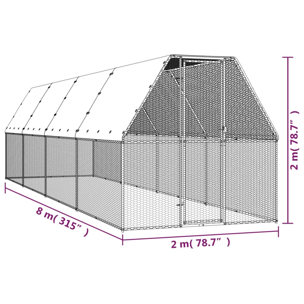 Kippenhok 2x8x2 m gegalvaniseerd staal Kooien & hokken | Creëer jouw Trendy Thuis | Gratis bezorgd & Retour | Trendy.nl